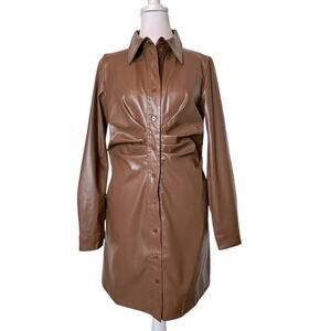 Brown Faux Leather Mini Dress